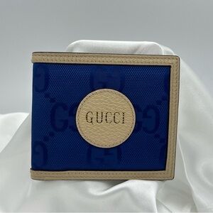 NEW ARRIVAL: GUCCI Off the Grid Navy Blue Nylon Bifold Wallet. FULL INCLUSION